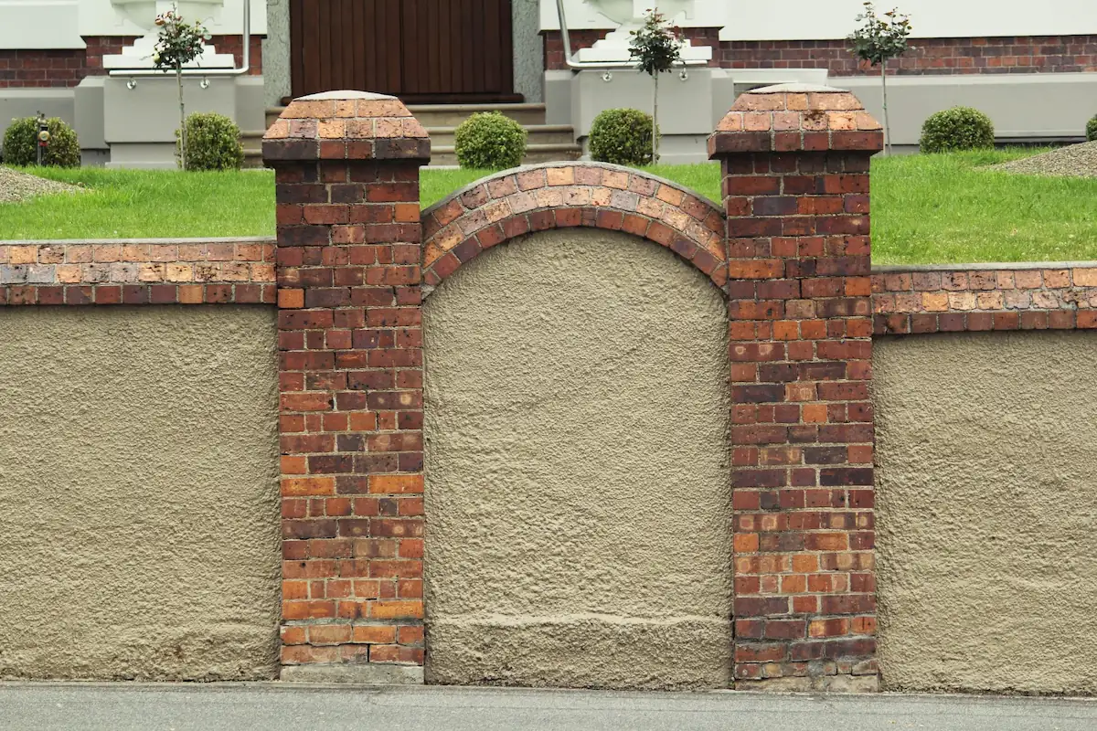 Concrete Fence with Bricks